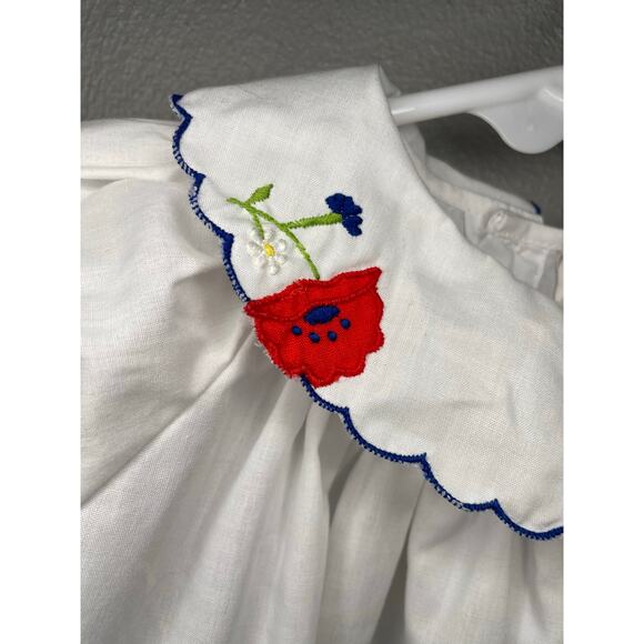 Vintage Sears Girls Red Poppy Flower Scalloped Collar Shirt - Picture 5 of 6